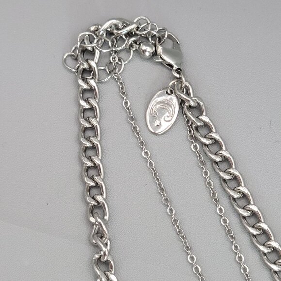 Charming charlie necklace long Multi strand green silver tone 32" - Picture 11 of 16